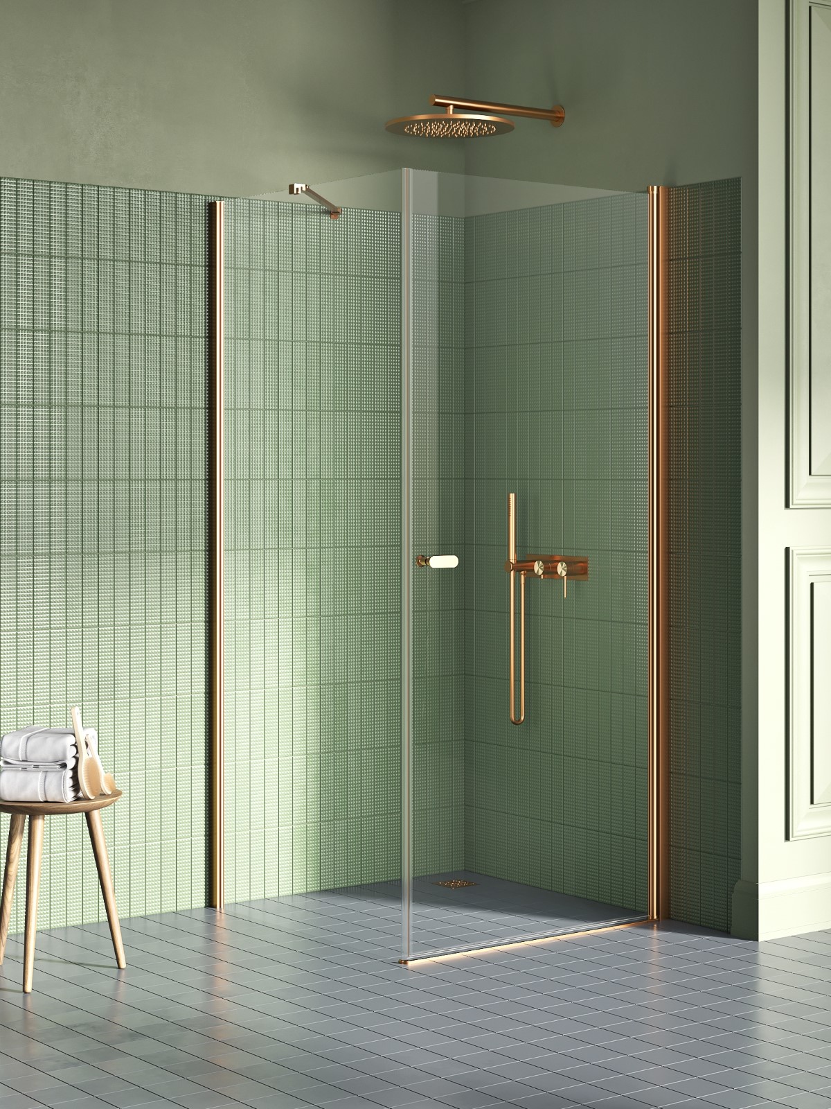 New Trendy New Soleo Copper Brushed sprchový kout 100x90 cm obdélníkový měděná kartáčovaný/průhledné sklo K-2296