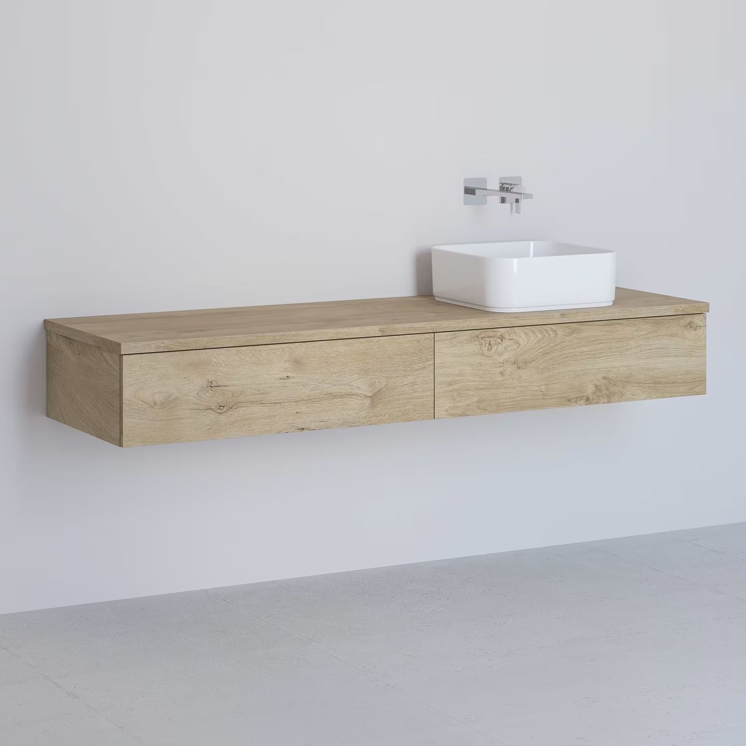 Kronenbach Cube skříňka s deskou 161x48.7x23.5 cm pod umyvadlo závěsná dub KBWTKOWTL1612GH