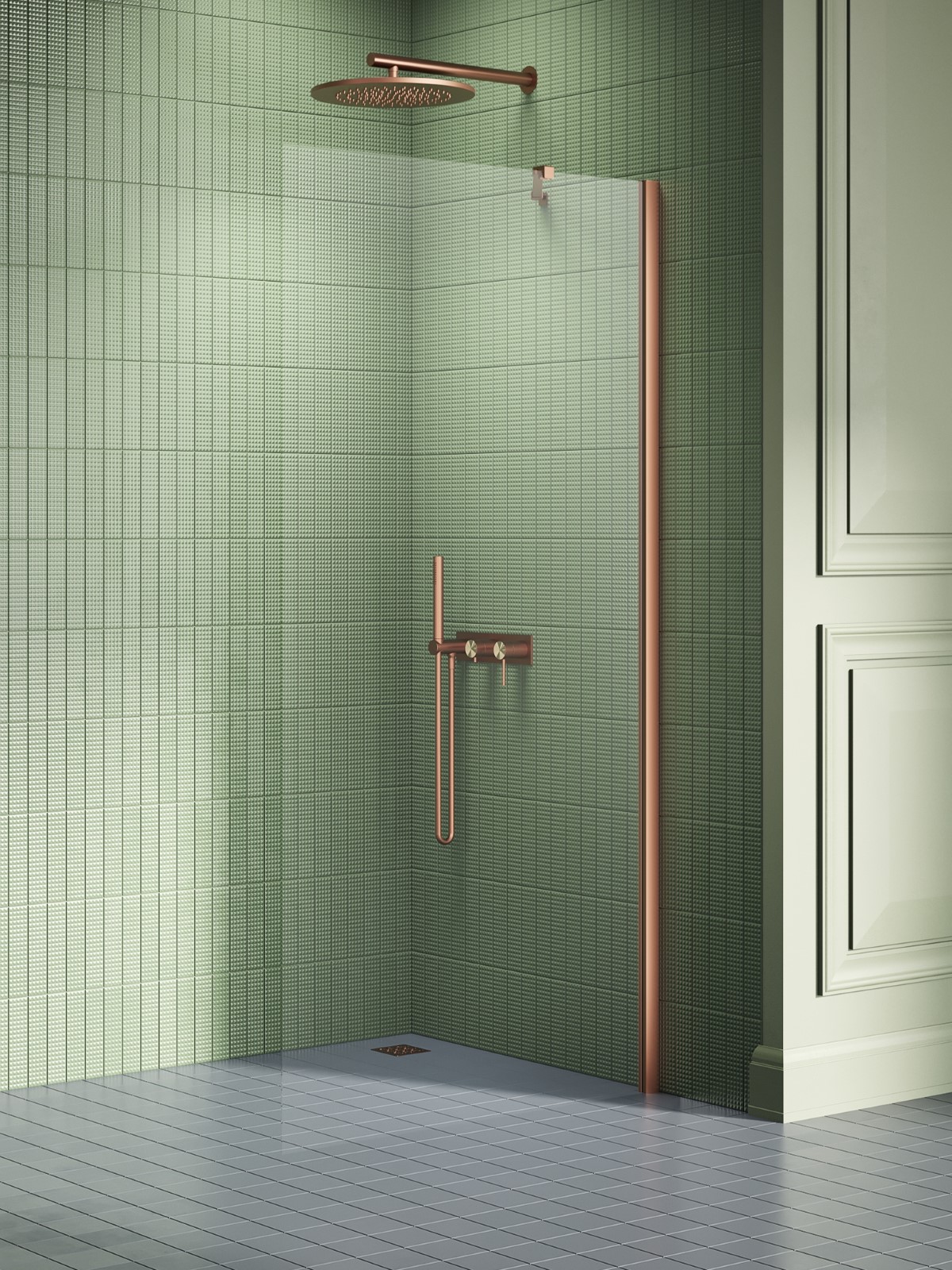 New Trendy New Soleo Copper Brushed sprchová zástěna walk-in 120 cm měděná kartáčovaný/průhledné sklo K-2106