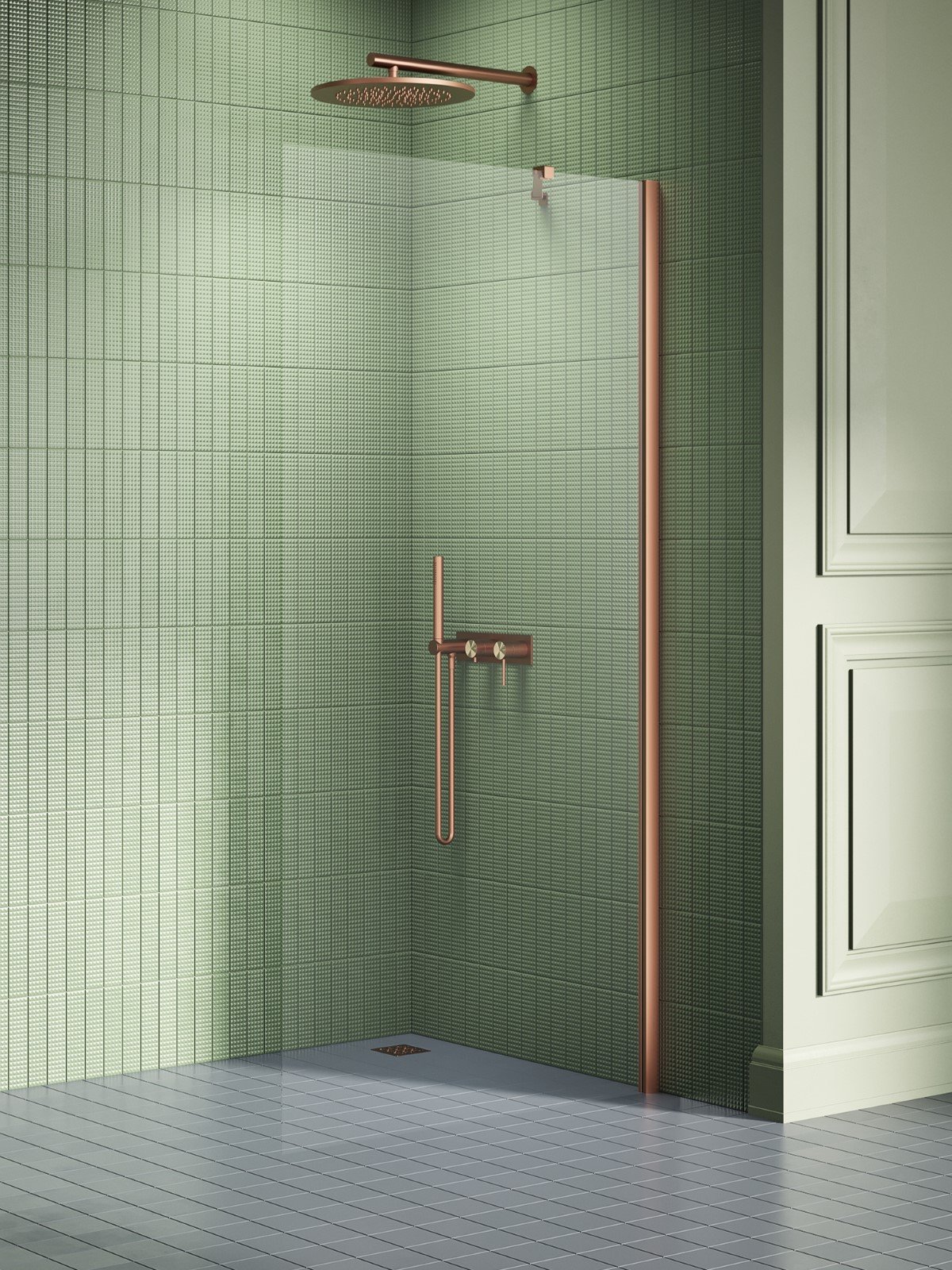 New Trendy New Soleo Copper Brushed sprchová zástěna walk-in 60 cm měděná kartáčovaný/průhledné sklo K-2100