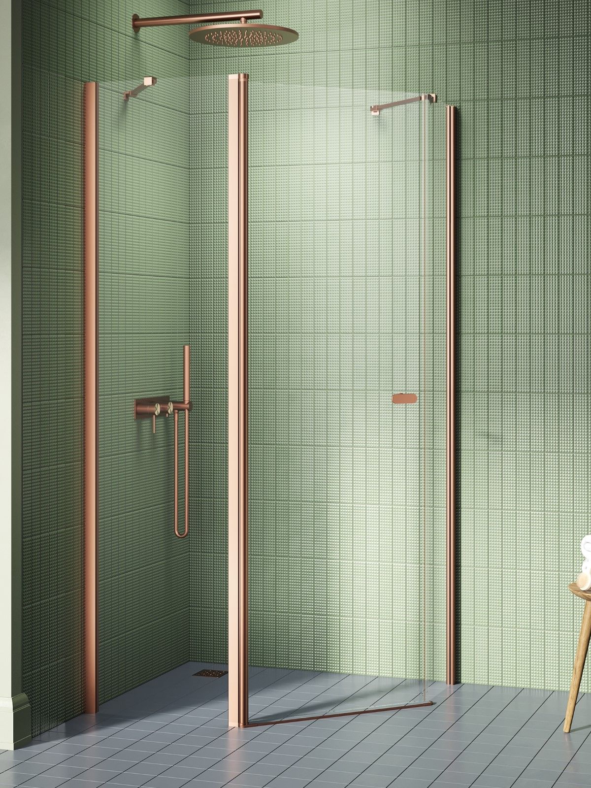 New Trendy New Soleo Copper Brushed sprchový kout 100x80 cm měděná kartáčovaný/průhledné sklo K-1703