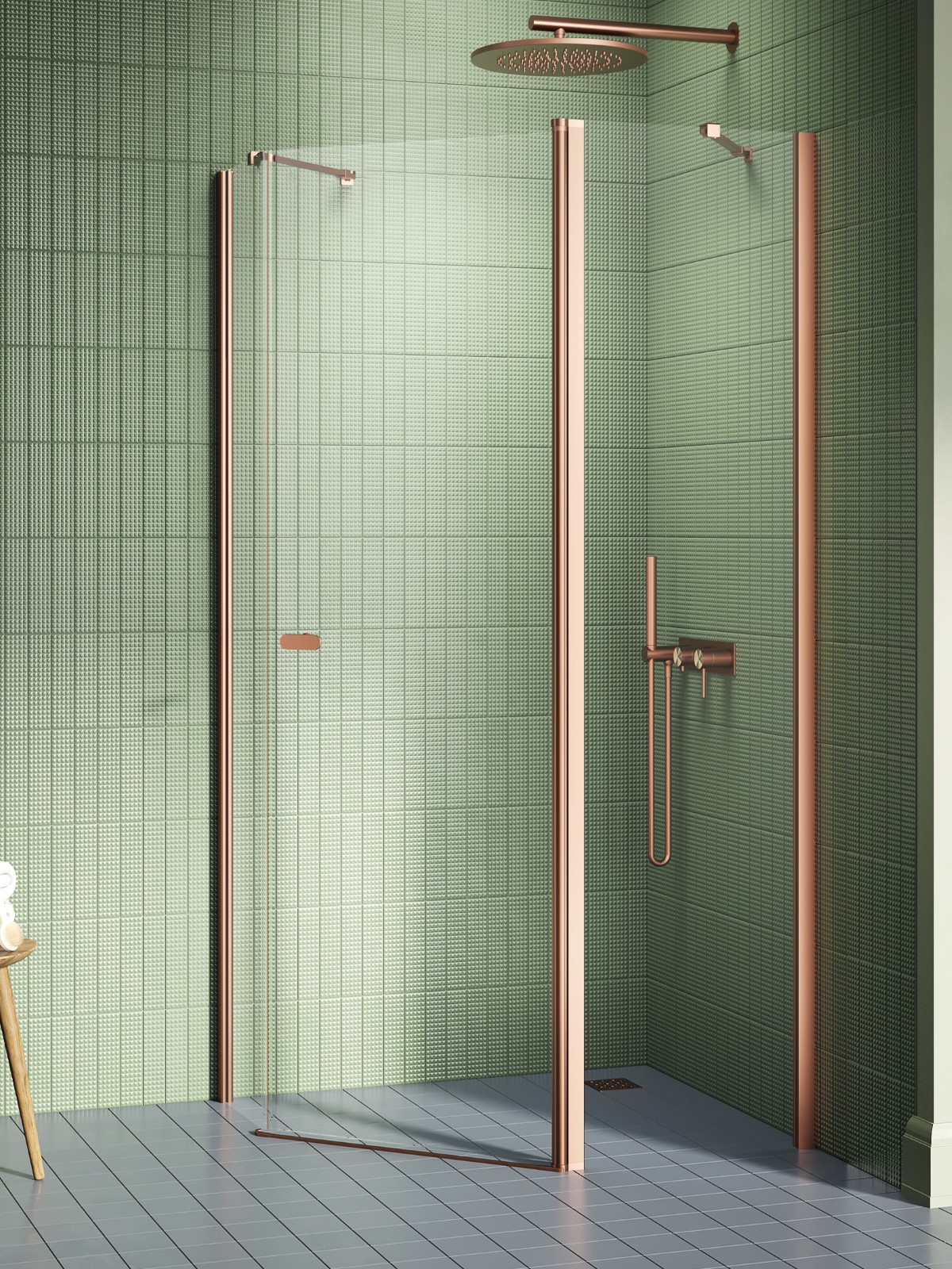 New Trendy New Soleo Copper Brushed sprchový kout 100x80 cm měděná kartáčovaný/průhledné sklo K-1702