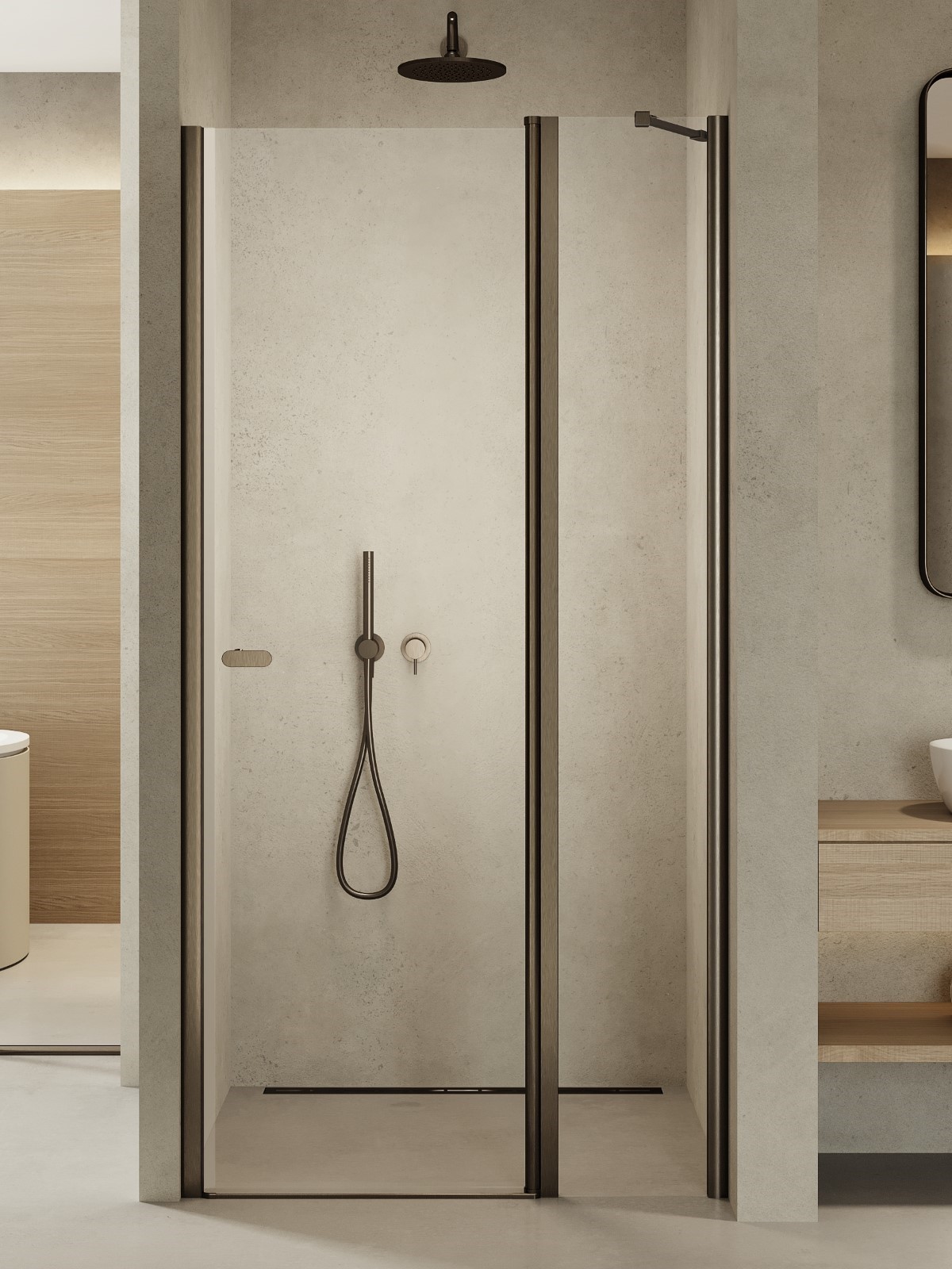 New Trendy New Soleo Gunmetal Brushed sprchové dveře 110 cm sklopné grafitová kartáčovaný/průhledné sklo D-0562A