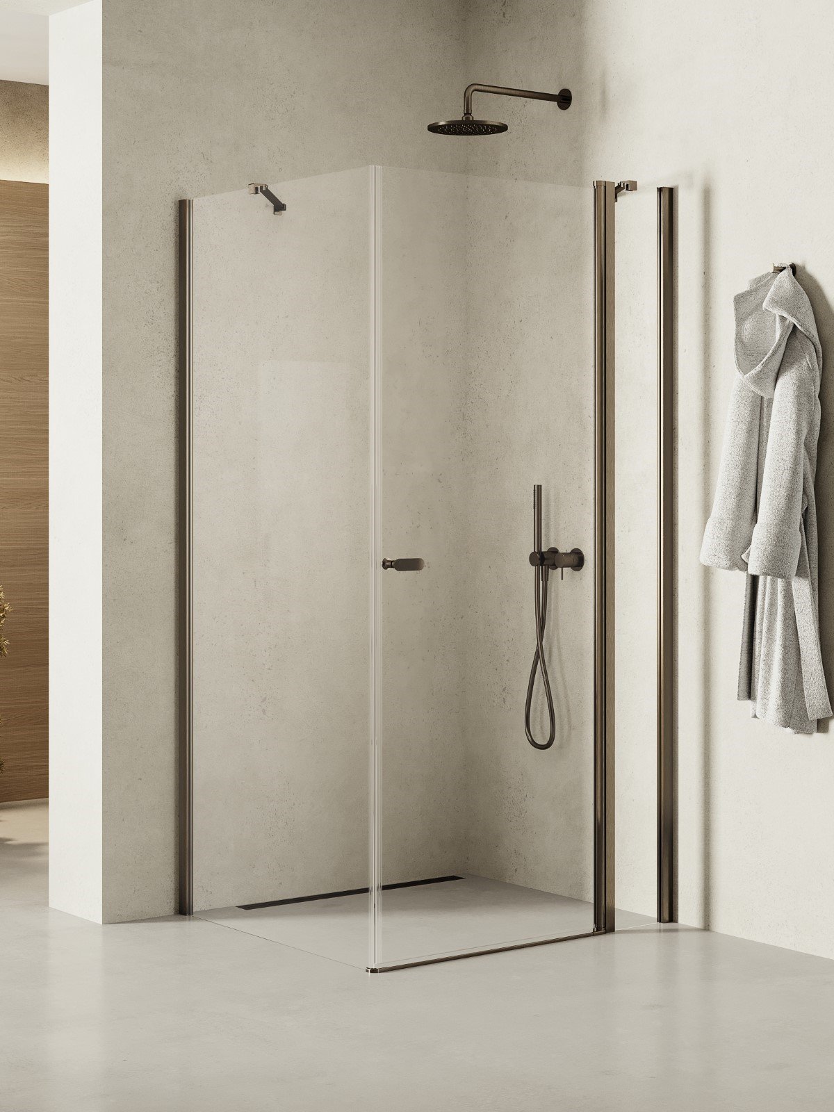 New Trendy New Soleo Gunmetal Brushed sprchový kout 100x90 cm obdélníkový grafitová kartáčovaný/průhledné sklo K-2157