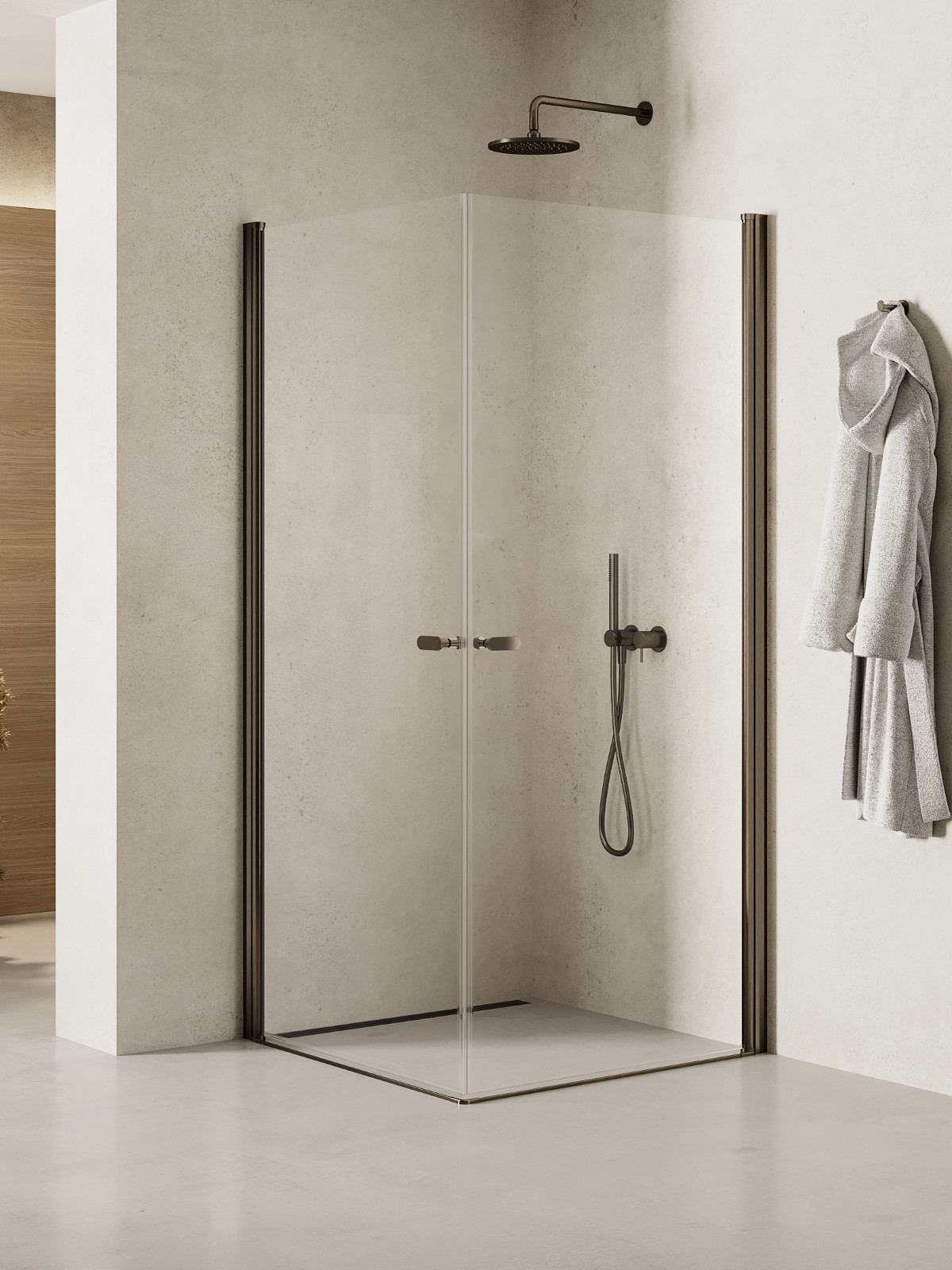 New Trendy New Soleo Gunmetal Brushed sprchový kout 80x80 cm čtvercový grafitová kartáčovaný/průhledné sklo K-2177
