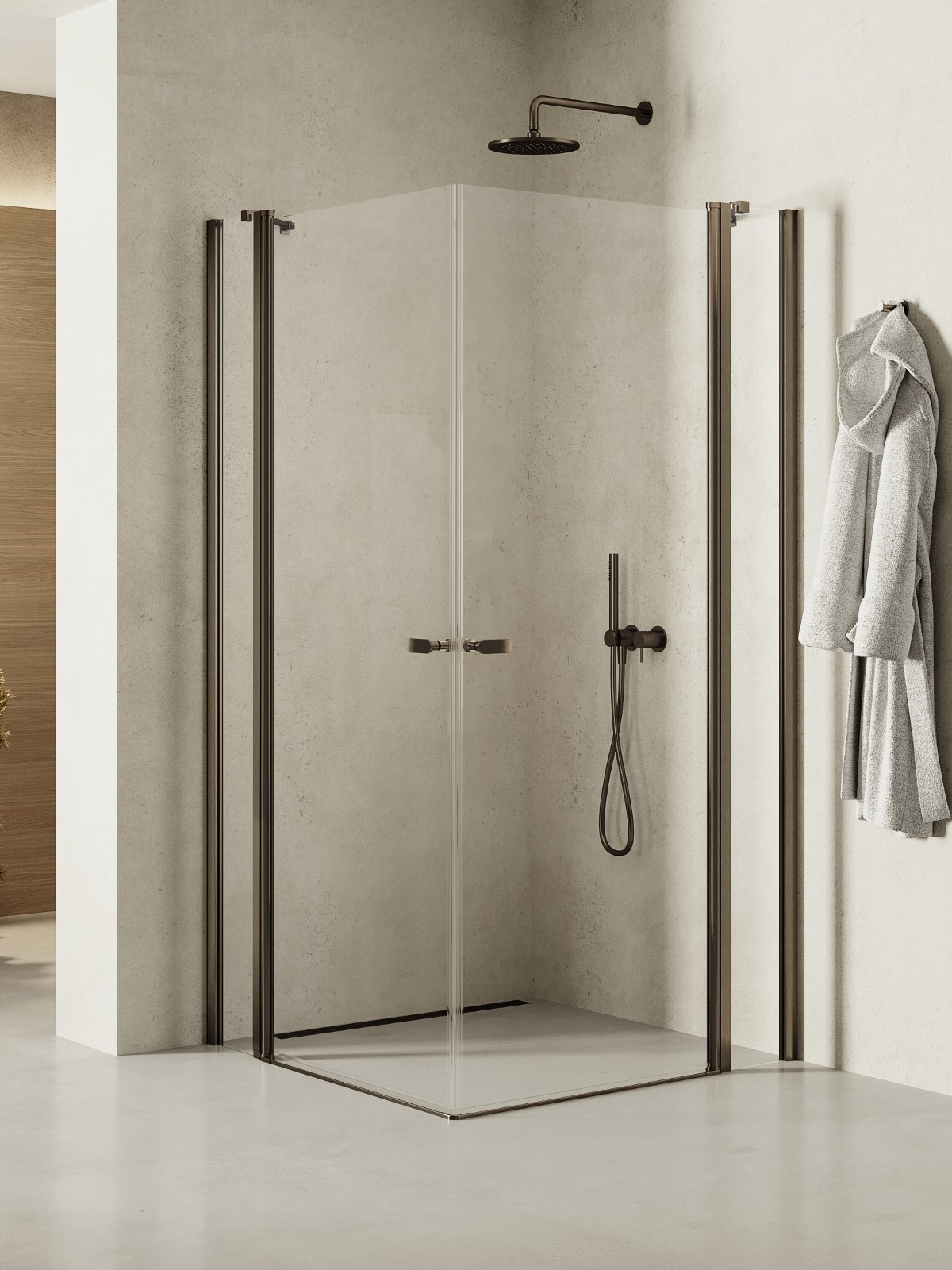 New Trendy New Soleo Gunmetal Brushed sprchový kout 100x90 cm obdélníkový grafitová kartáčovaný/průhledné sklo K-2184