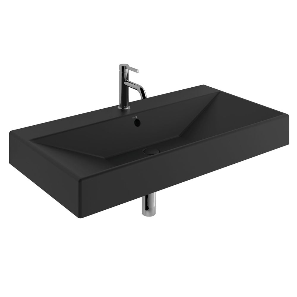 Kludi Resa umyvadlo se zátkou 101x50 cm obdélníkový nábytkový-na pult černá 59WW10139