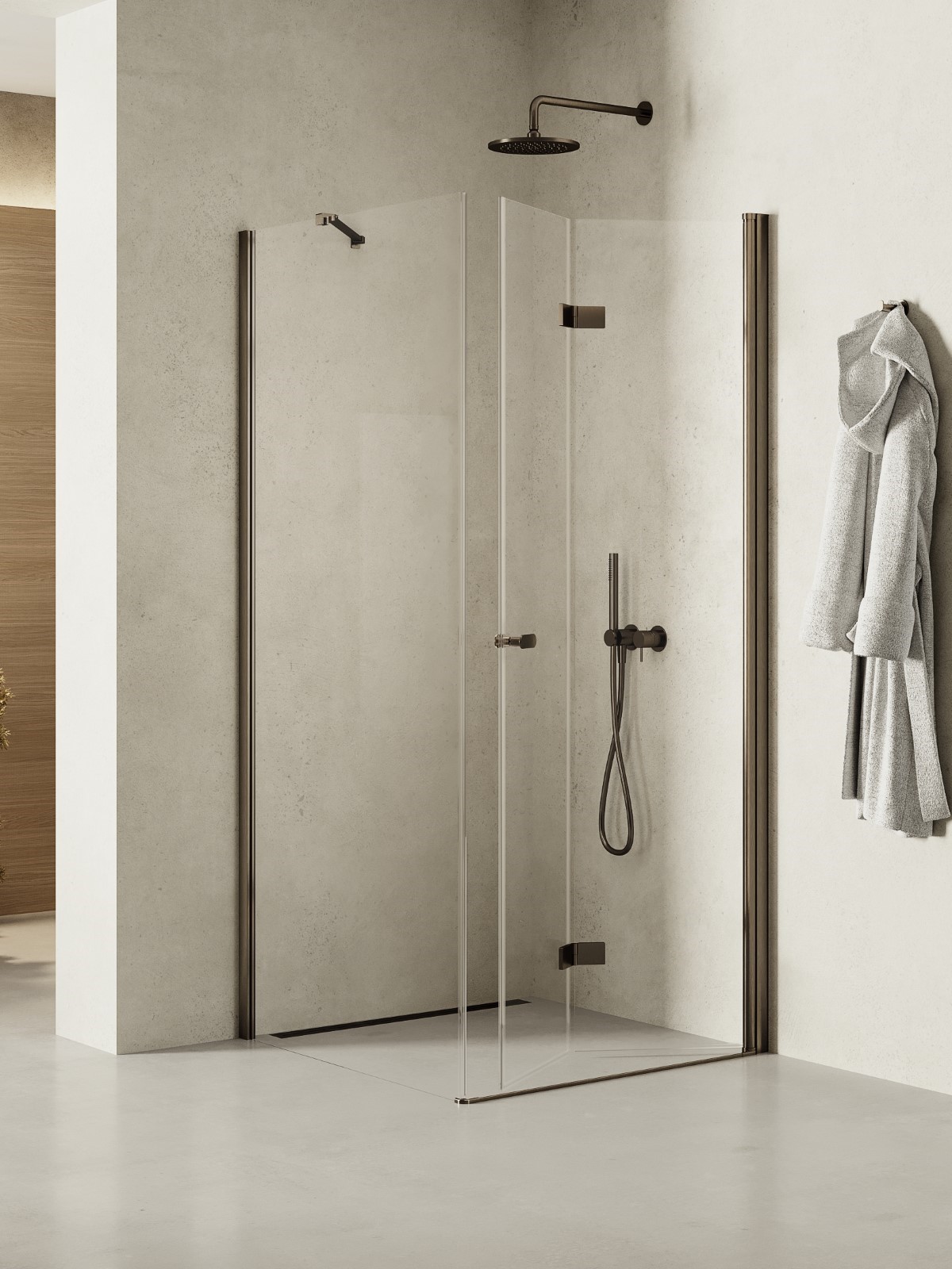 New Trendy New Soleo Gunmetal Brushed sprchový kout 90x80 cm obdélníkový grafitová kartáčovaný/průhledné sklo K-2230