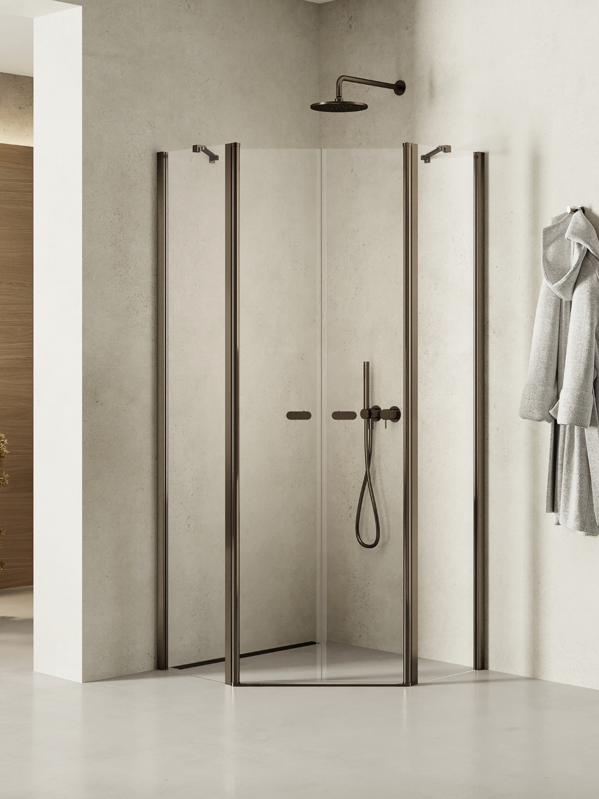 New Trendy New Soleo Gunmetal Brushed sprchový kout 80x80 cm grafitová kartáčovaný/průhledné sklo K-1711