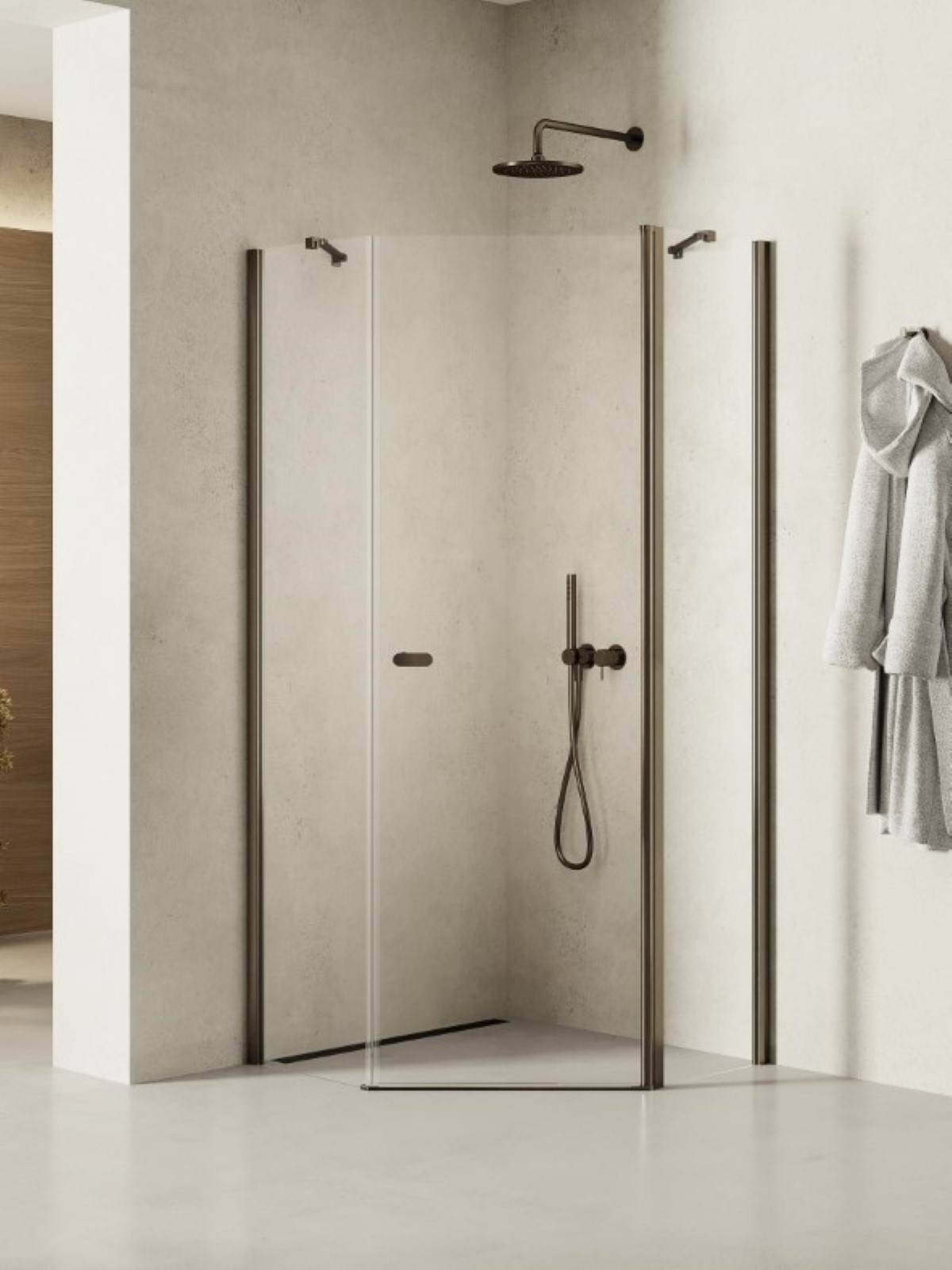 New Trendy New Soleo Gunmetal Brushed sprchový kout 80x80 cm grafitová kartáčovaný/průhledné sklo K-1707