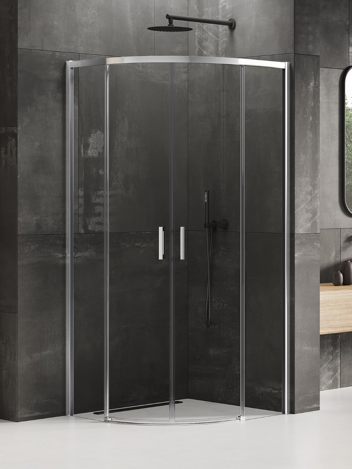 New Trendy Prime sprchový kout 90x90 cm půlkulatá chrom lesk/průhledné sklo K-3555