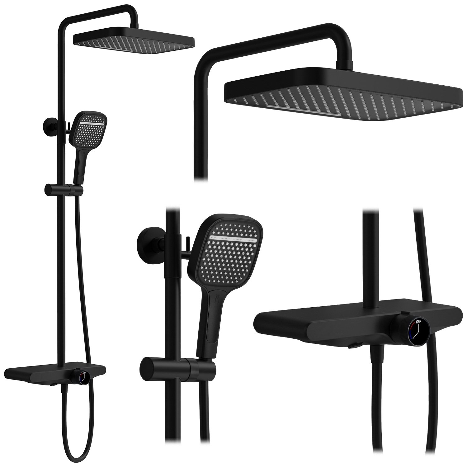 Rea Bari sprchová sada na stěnu s dešťovou sprchou černá REA-P0891