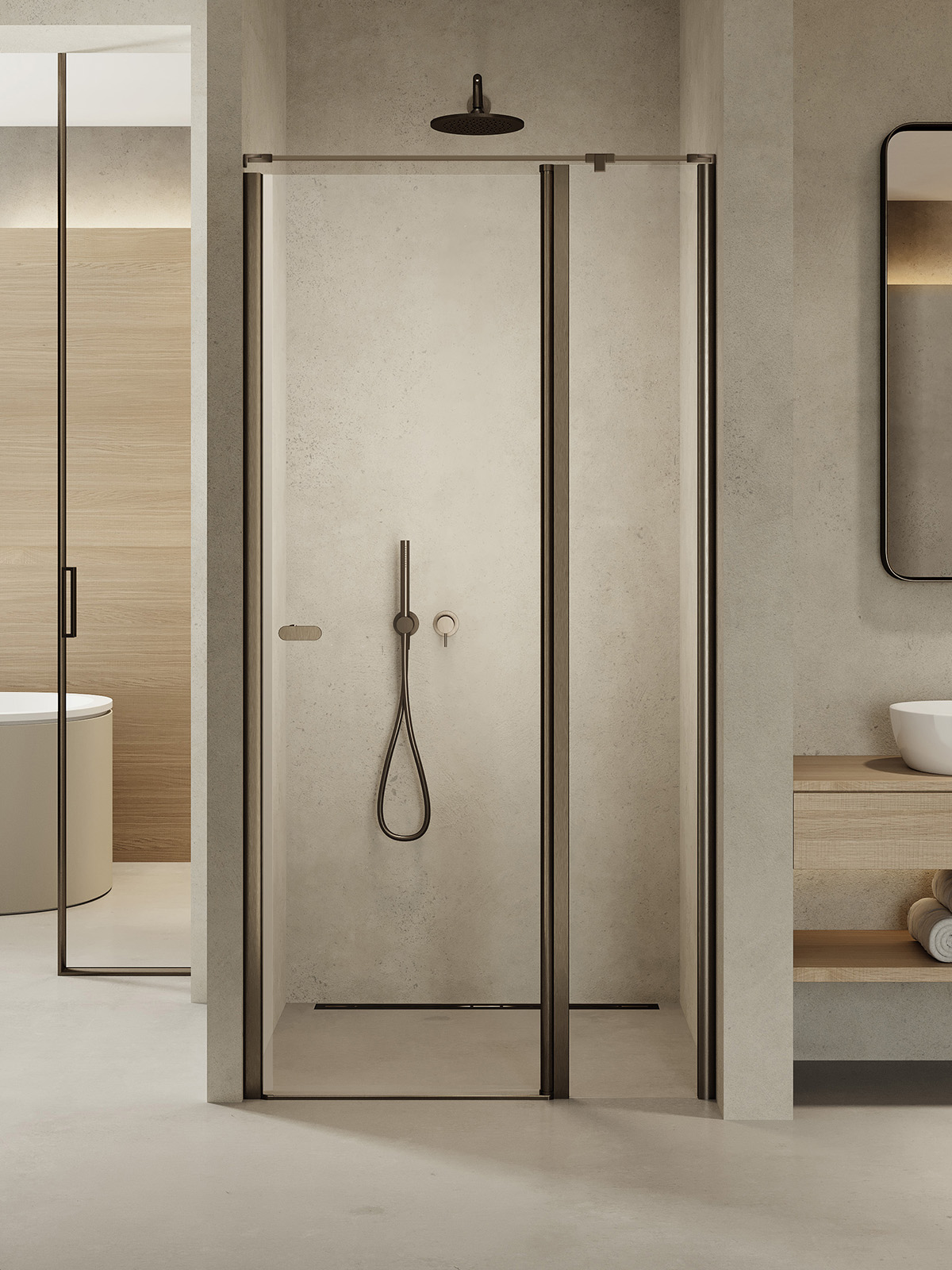 New Trendy New Soleo Gunmetal Brushed sprchové dveře 110 cm sklopné grafitová kartáčovaný/průhledné sklo D-0562A-WP