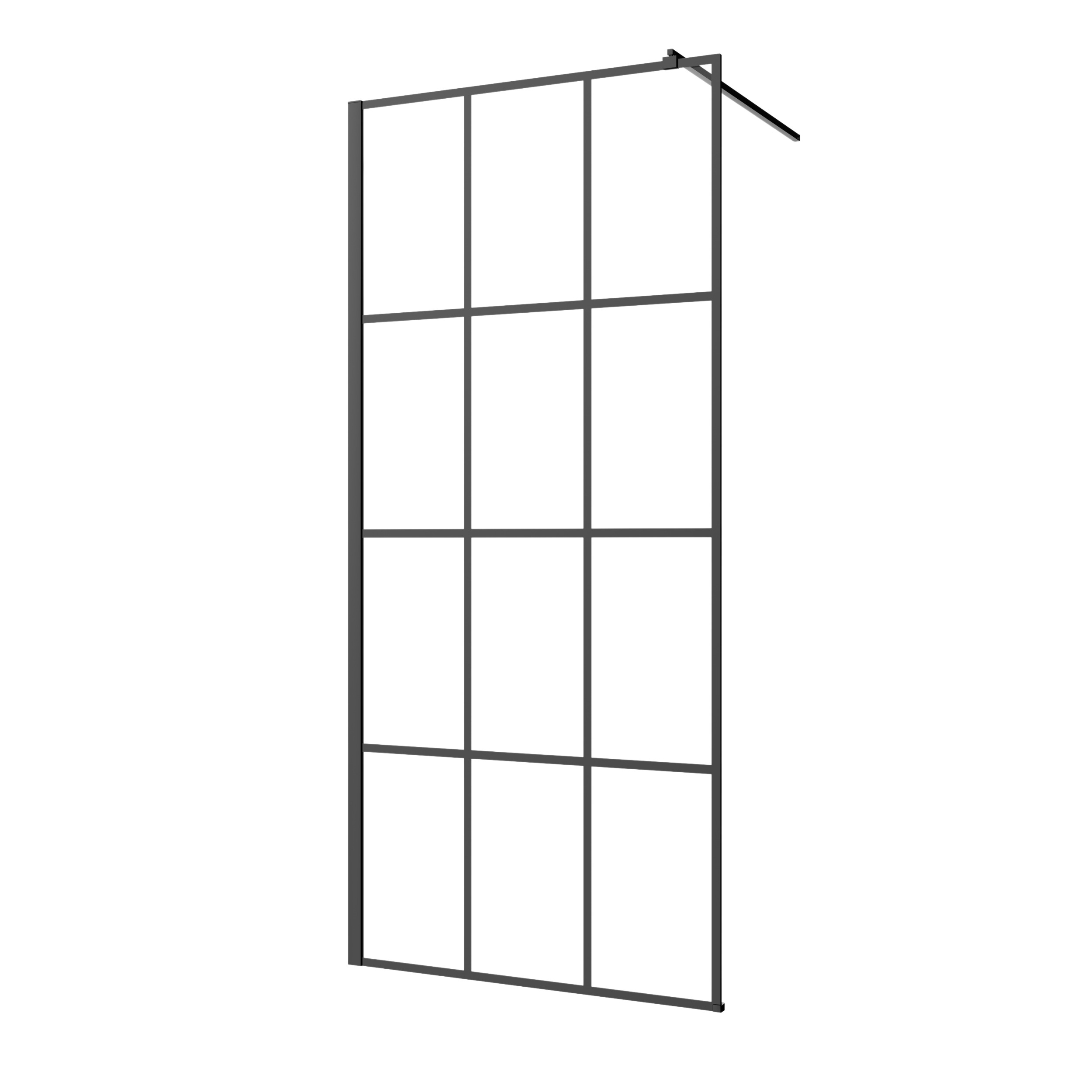 Invena sprchová zástěna walk-in 90 cm černá polomatný/vzorované sklo AK-32-197