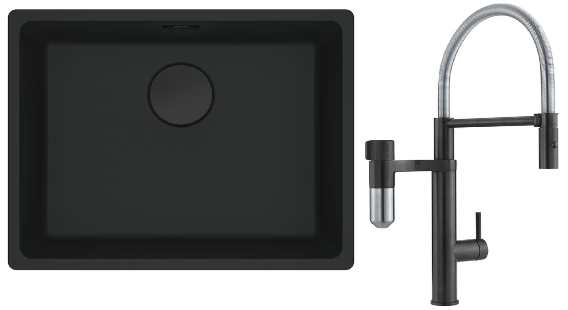 Sada kuchyňská baterie Franke Vital Semi-Pro 120.0621.313, granitový dřez Franke Maris 125.0698.009
