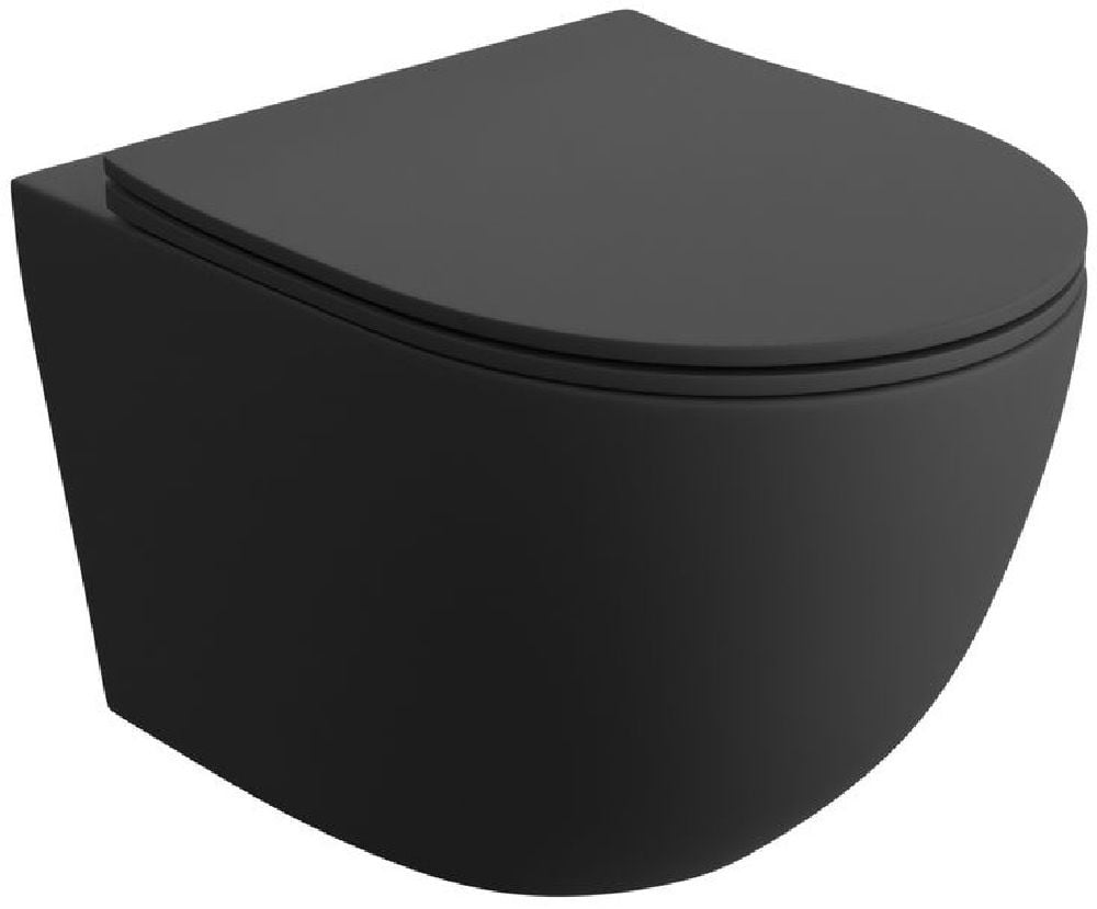 LaVita Sinto Black 3.0 wc mísa se sedátkem s pomalým sklápěním závěsná bez splachovacího kruhu černá mat 5900378356769