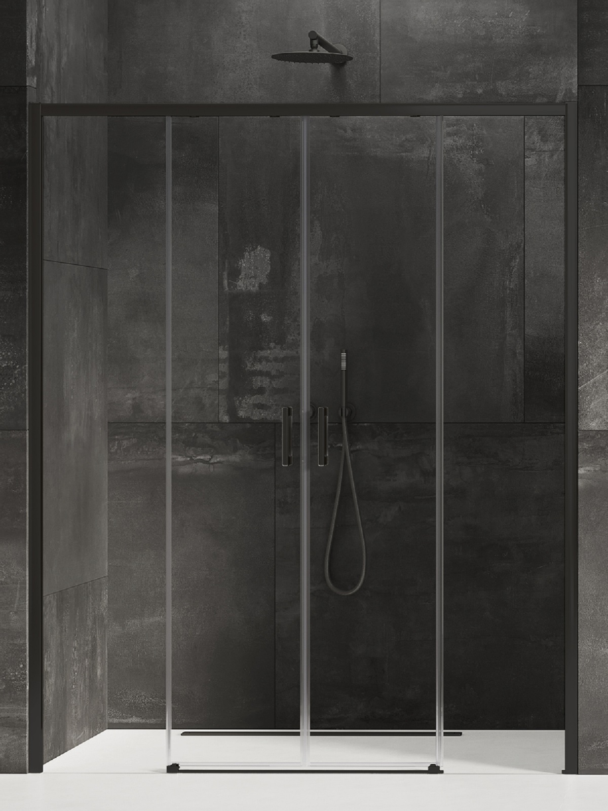 New Trendy Prime Black sprchové dveře 200 cm posuvné černá matný/průhledné sklo D-0347A