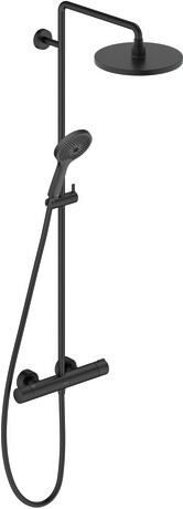 Duravit C.1 sprchová sada na stěnu s termostatem s dešťovou sprchou černá C14280008046