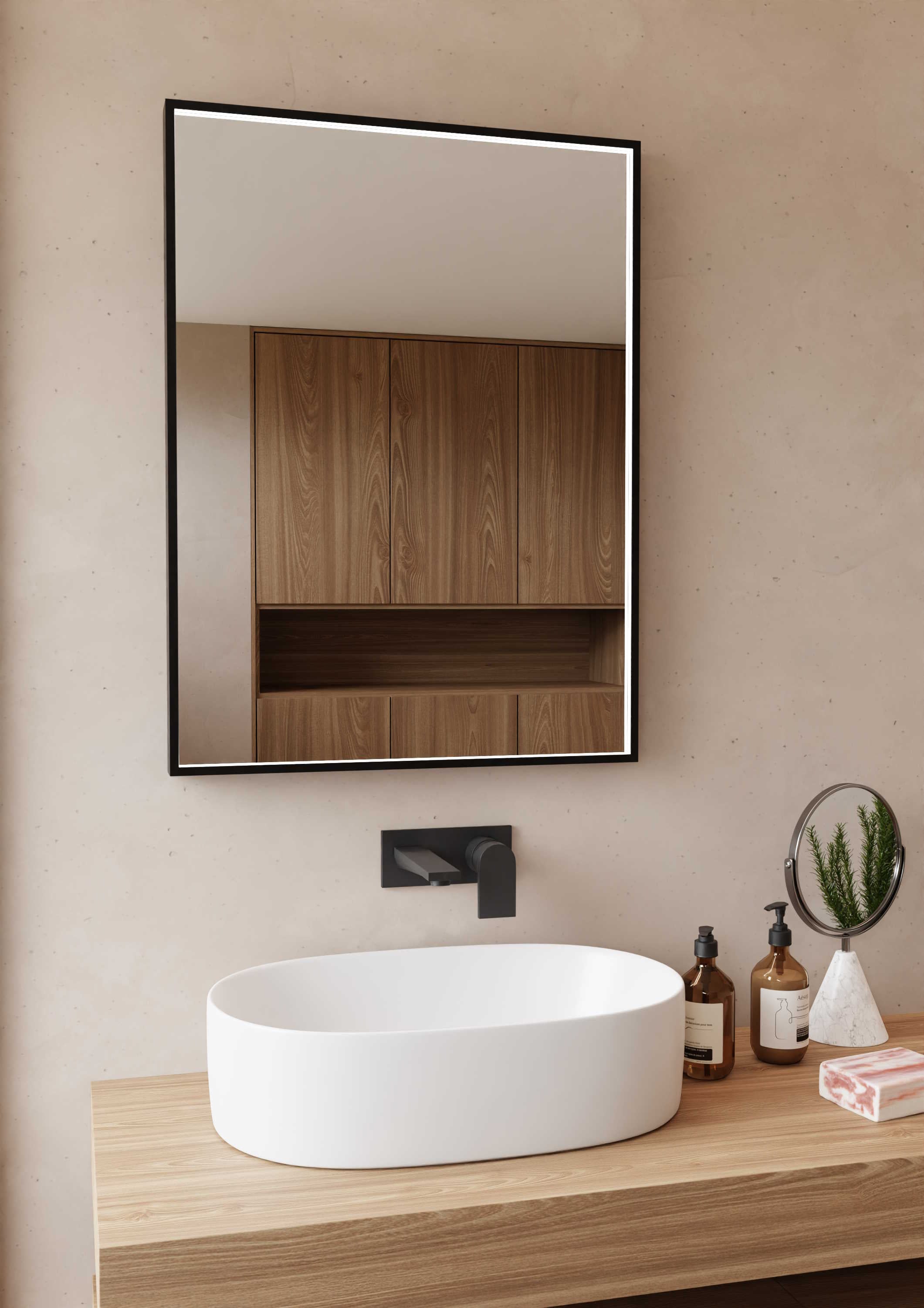 Dubiel Vitrum Poe zrcadlo 60x80 cm obdélníkový s osvětlením černá 5905241013244