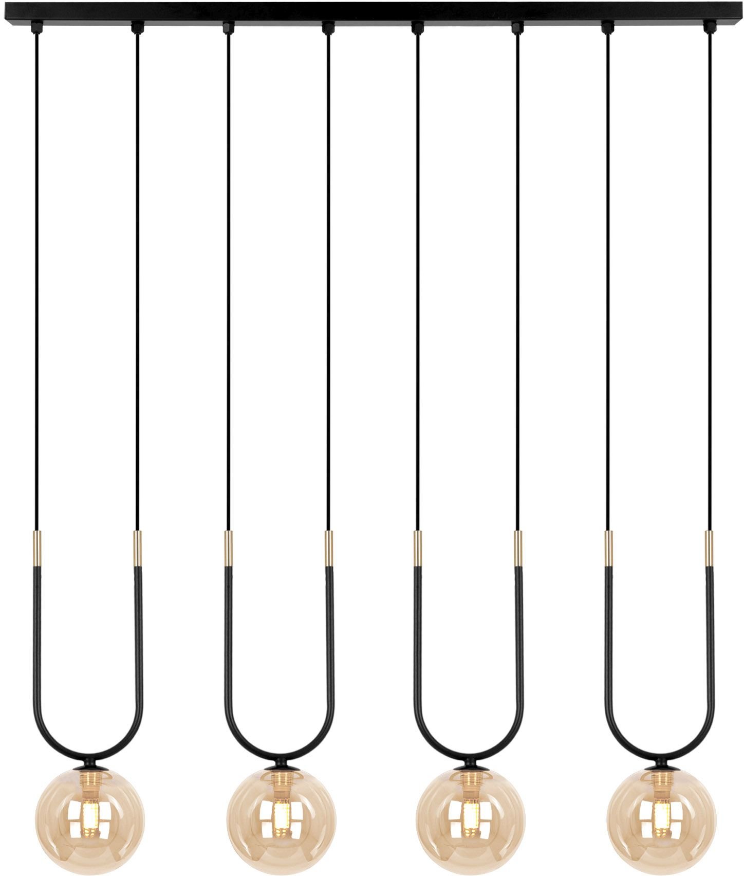 Kaja Goldi závěsné svítidlo 4x10 W černá-zlatá-jantarová K-5597