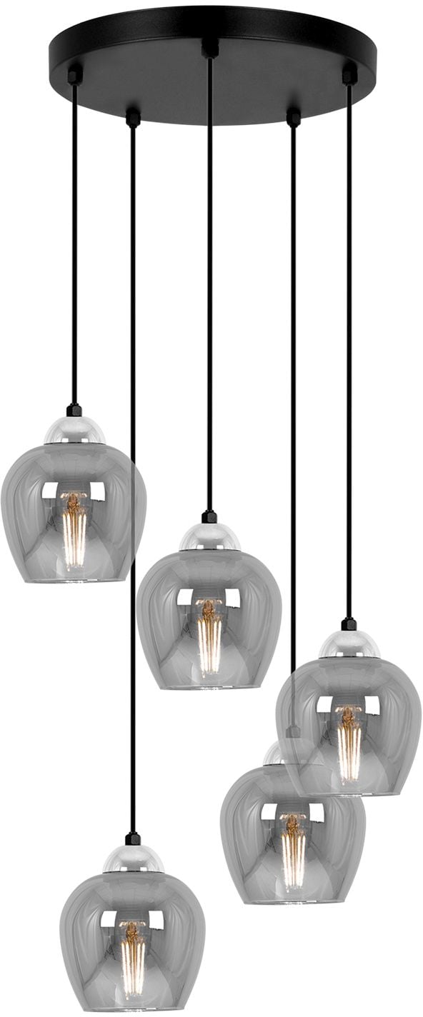 Kaja Nira závěsné svítidlo 5x15 W černá-chrom K-5612