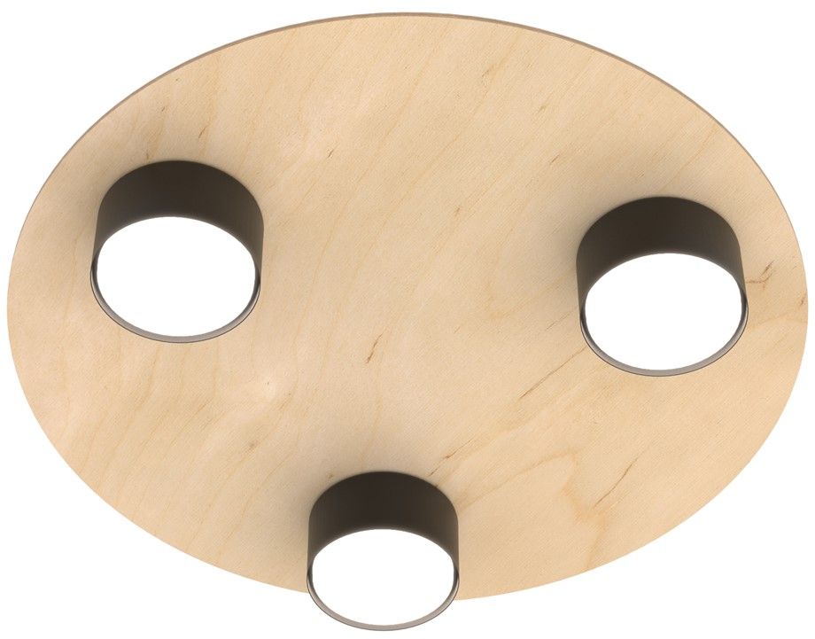 Emibig Pixo stropní světlo 3x12 W černá-dřevo 1443/3