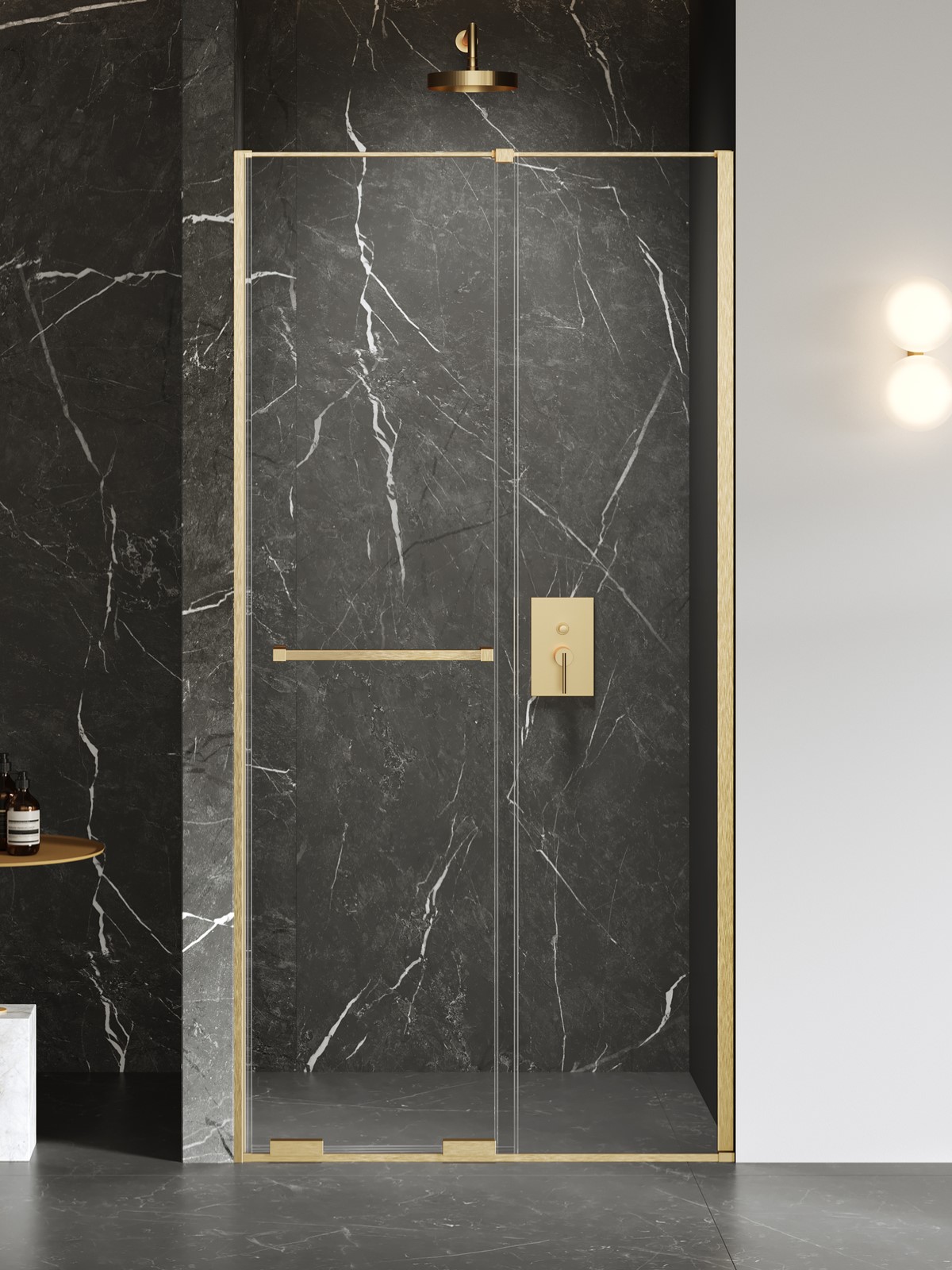 New Trendy Smart sprchové dveře 120 cm posuvné zlatá kartáčovaný/průhledné sklo EXK-7512