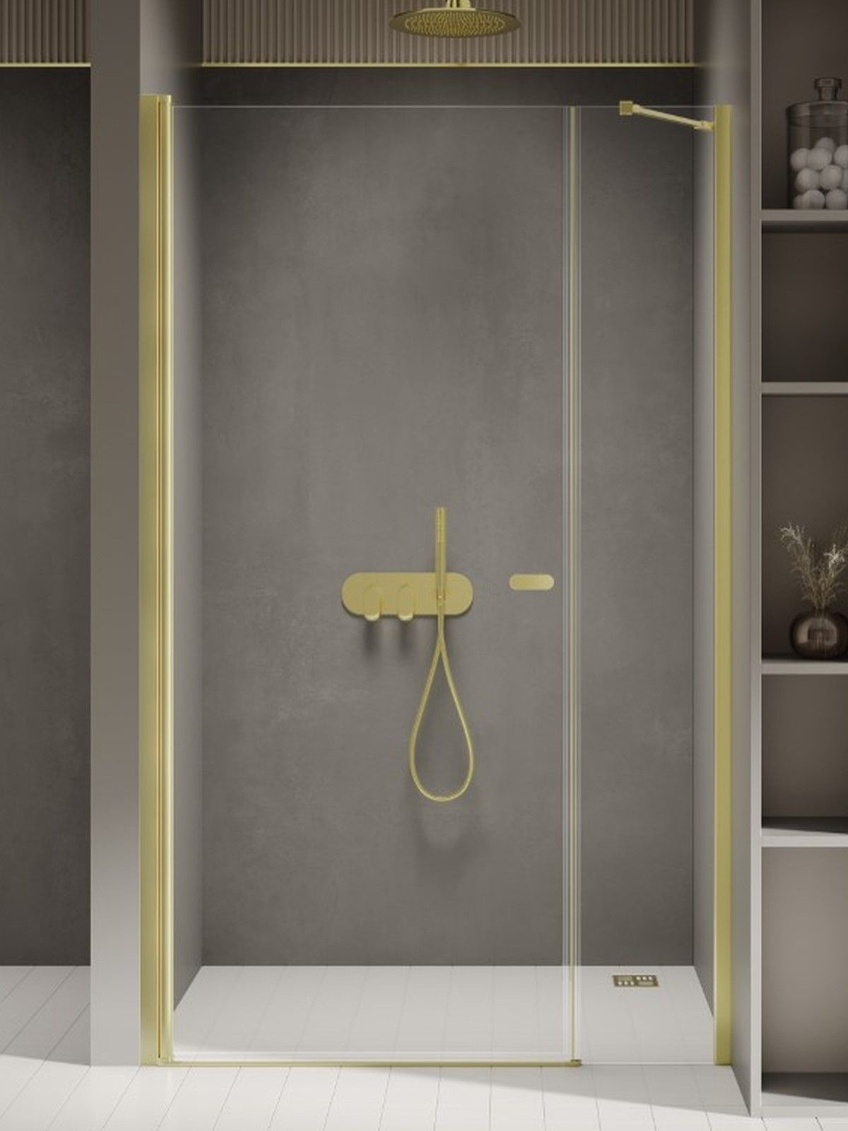 New Trendy New Soleo Light Gold sprchové dveře 110 cm sklopné zlatá kartáčovaný/průhledné sklo D-0941A-WP 