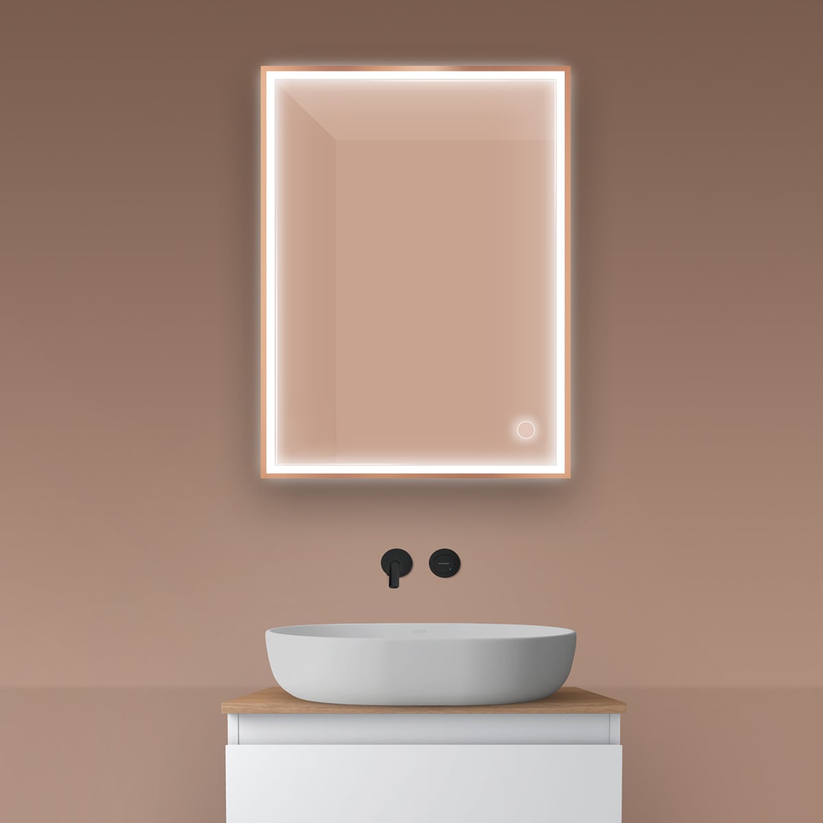 Oltens Nordlis zrcadlo 60x80 cm obdélníkový s osvětlením s vyhřívací podložkou 64105610