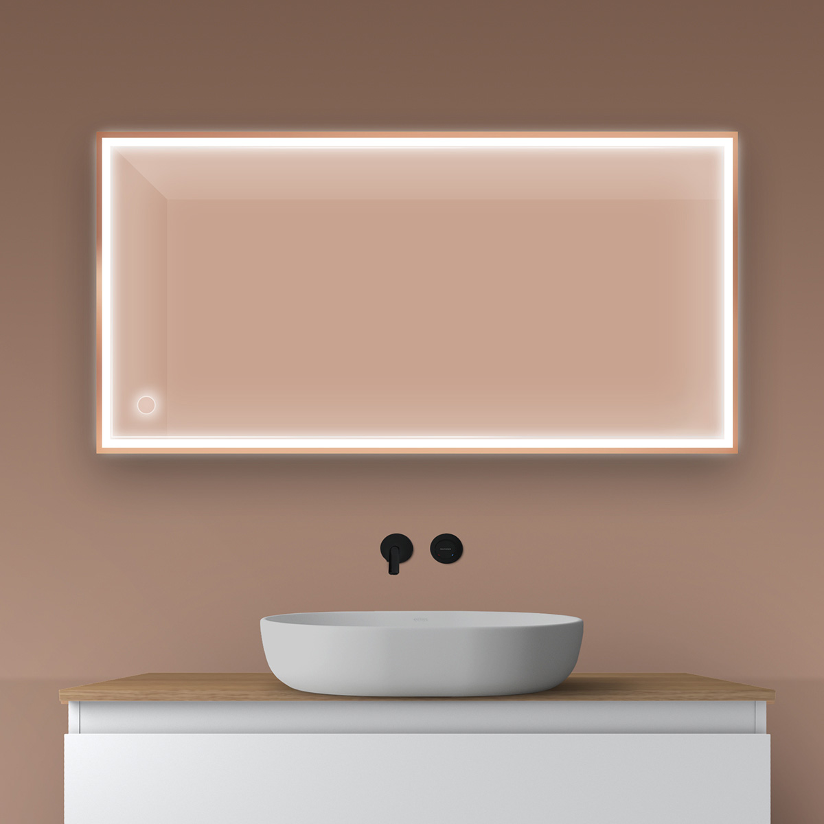 Oltens Nordlis zrcadlo 60x120 cm obdélníkový s osvětlením s vyhřívací podložkou 64107610