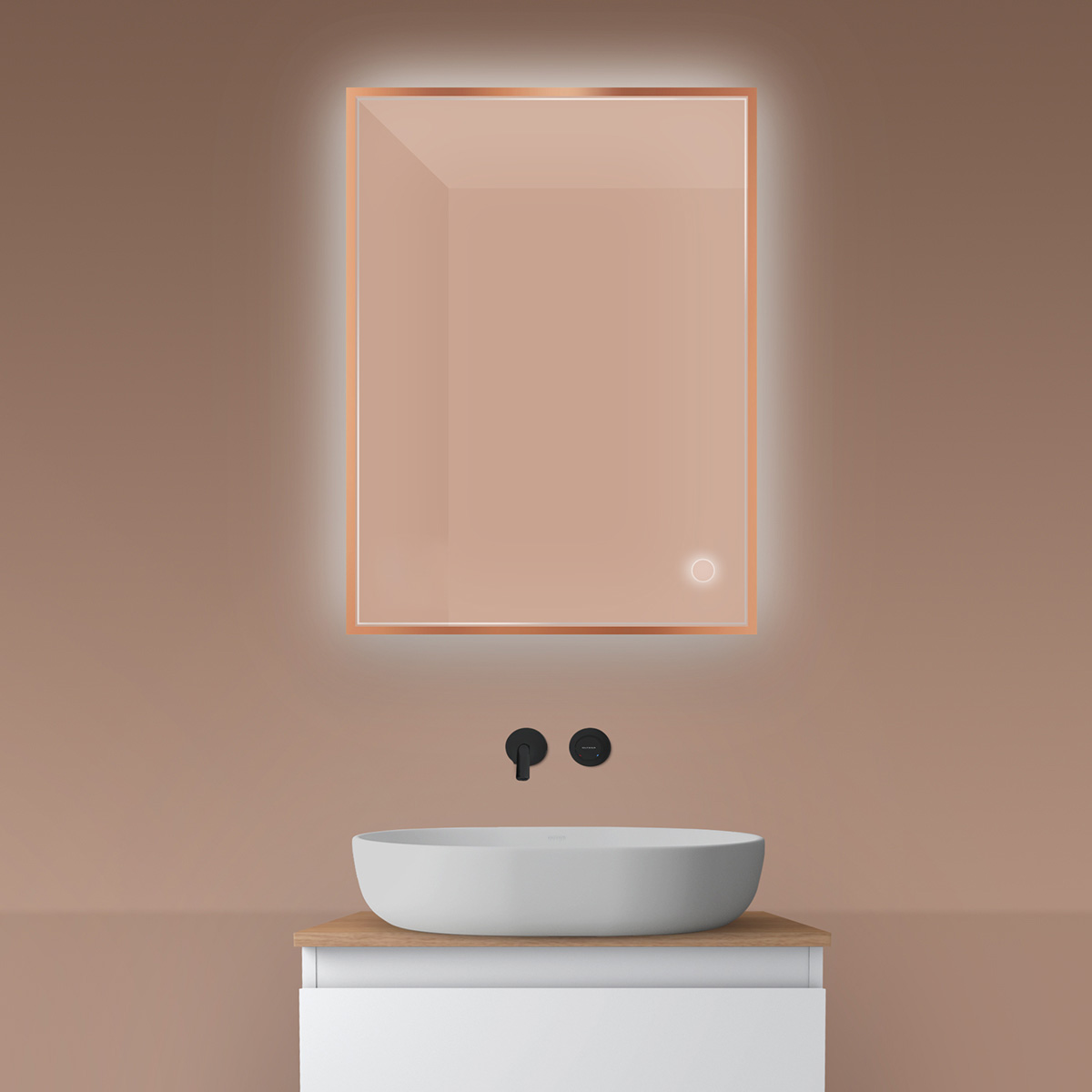 Oltens Nordlis zrcadlo 60x80 cm obdélníkový s osvětlením s vyhřívací podložkou 64115610