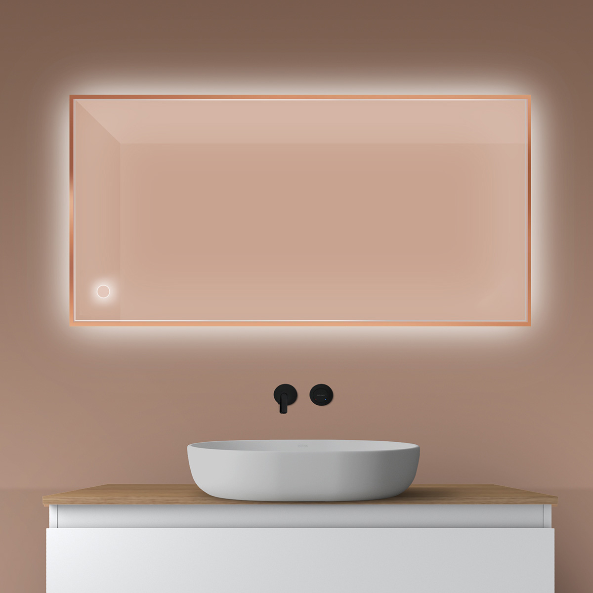 Oltens Nordlis zrcadlo 60x120 cm obdélníkový s osvětlením s vyhřívací podložkou 64112610