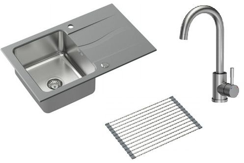 Sada granitový a ocelový dřez Quadron Michael FUS_M7848SZ_3623500BS, odkapávací miska Quadron Q R3825GR_MP