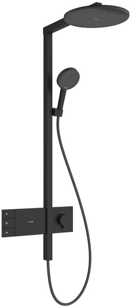Hansgrohe Raindance Alive S sprchová sada na stěnu s termostatem s dešťovou sprchou černá 24595670