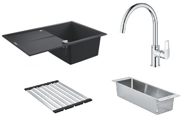 Sada granitový dřez Grohe K400 31639AP0, odkapávací miska Grohe 40853SD0, 31368001, 40854SD0