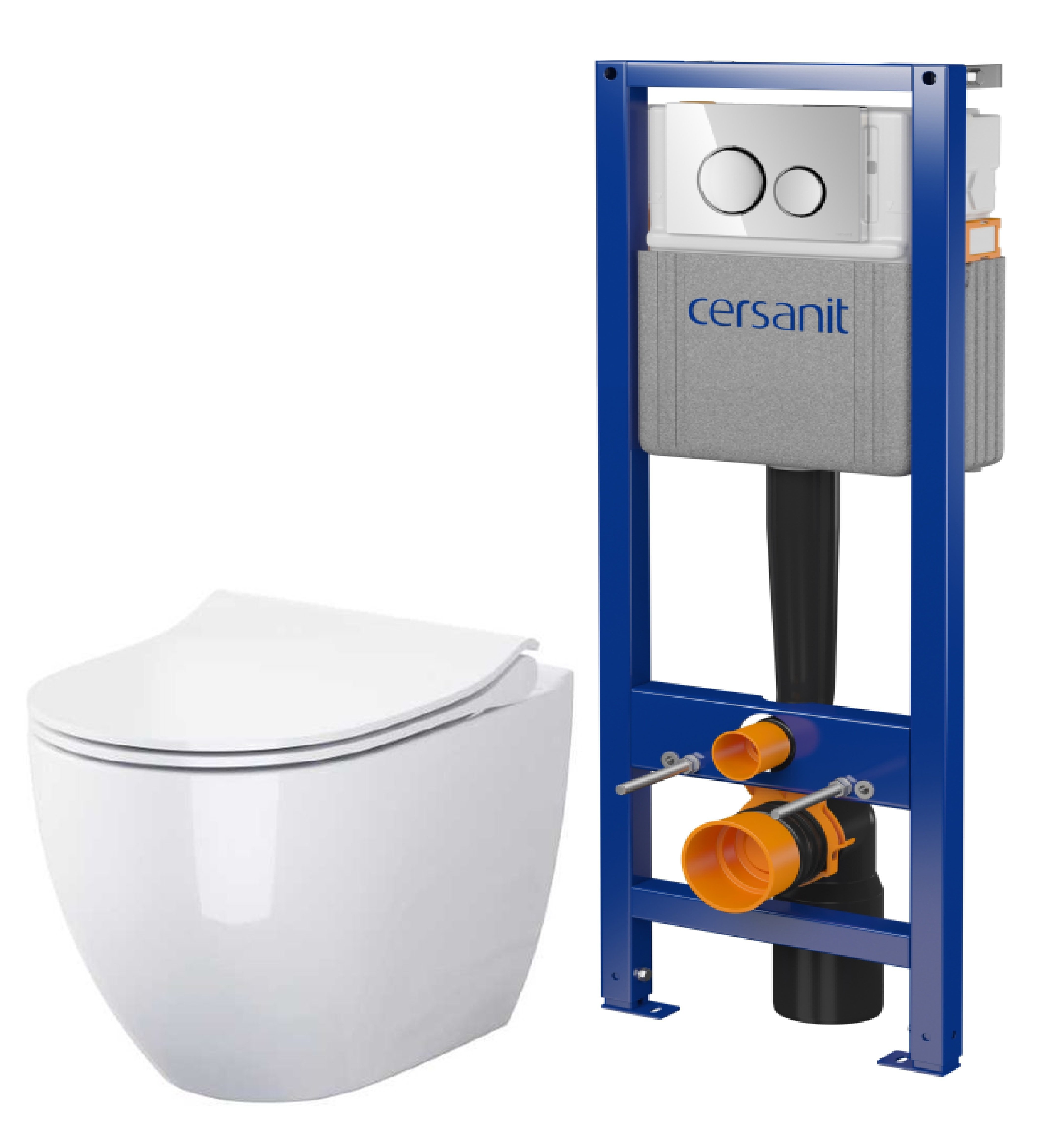 Sada WC mísa se sedátkem s pomalým sklápěním Cersanit Zen S701-428, modul pro závěsné WC s tlačítkem Cersanit S701-778