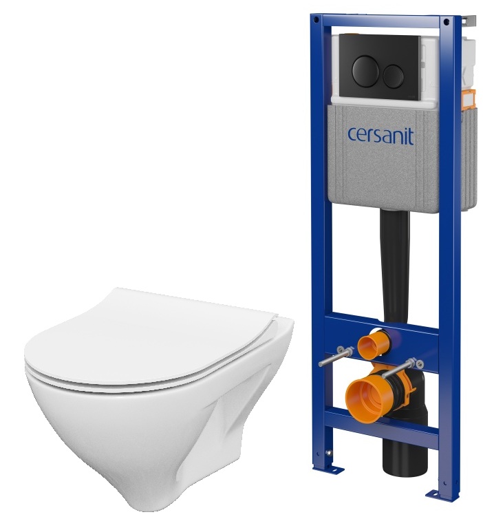 Sada WC mísa se sedátkem s pomalým sklápěním Cersanit Mille S701-453, modul pro závěsné WC s tlačítkem Cersanit S701-779