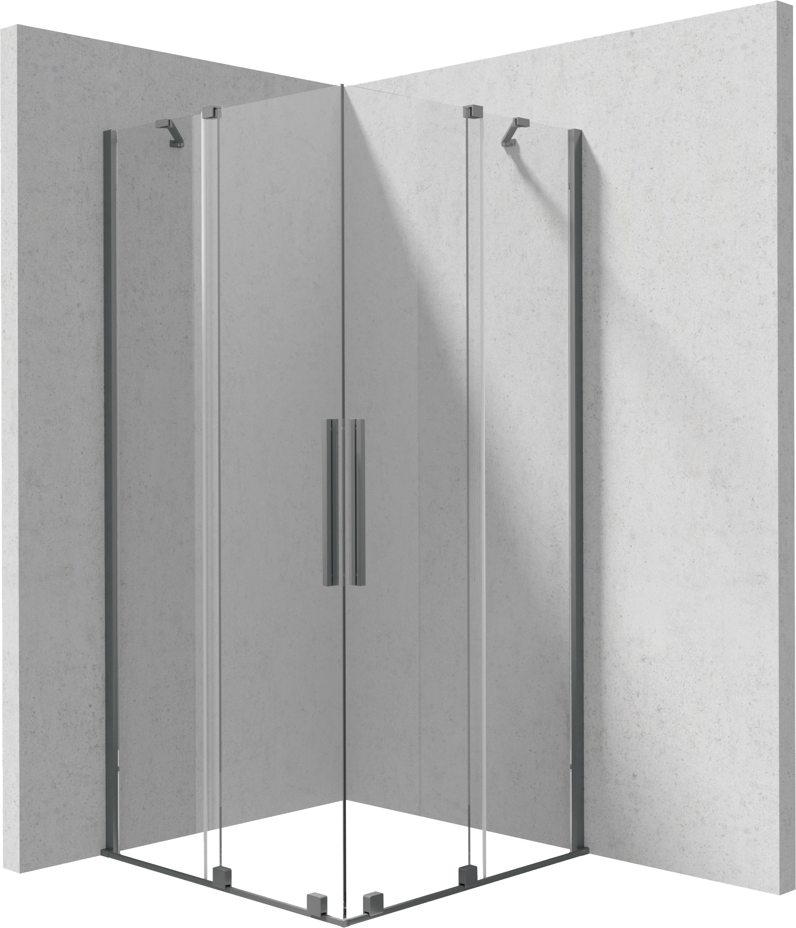 Deante Kerria Plus sprchový kout 90x90 cm čtvercový grafitová kartáčovaný/průhledné sklo KPNDP09P09