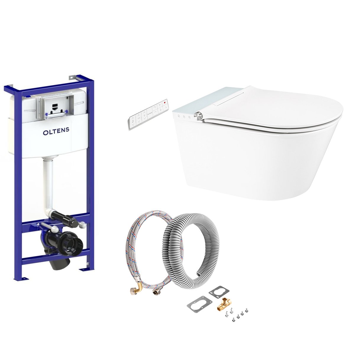 Sada bidetové wc Oltens SmartFrisk 42038000, podomítkový WC modul Oltens Triberg 50001000, 59019000