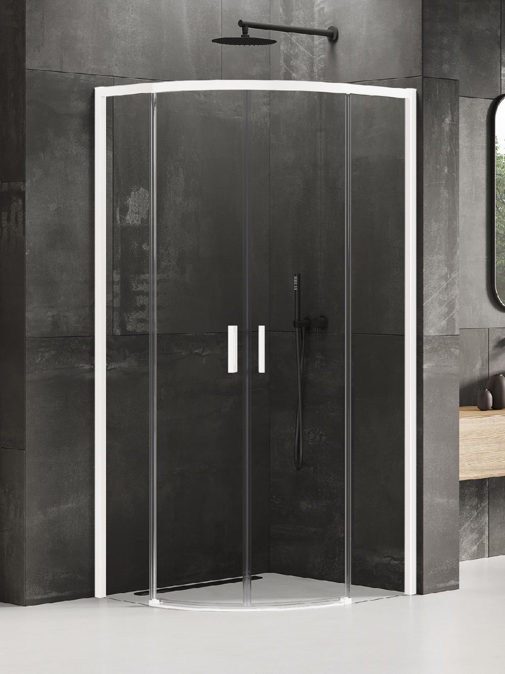 New Trendy Prime sprchový kout 80x80 cm půlkulatá bílá matný/průhledné sklo K-3560