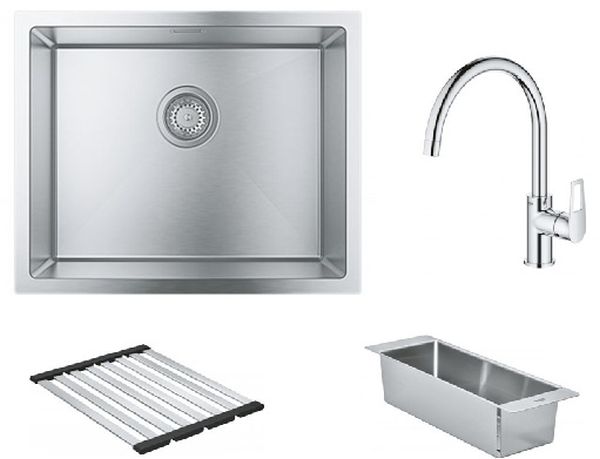 Sada ocelový dřez Grohe K700 31726SD0, odkapávací miska Grohe 40852SD0, 31368001, 40856SD0