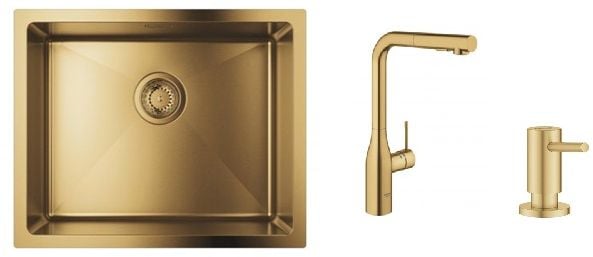 Sada kuchyňská baterie Grohe Essence 30270GN0, ocelový dřez Grohe K700 31574GN1, 40535GN0