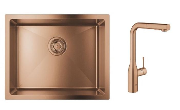 Sada ocelový dřez Grohe K700U 31574DL1, kuchyňská baterie Grohe Essence 30270DL0