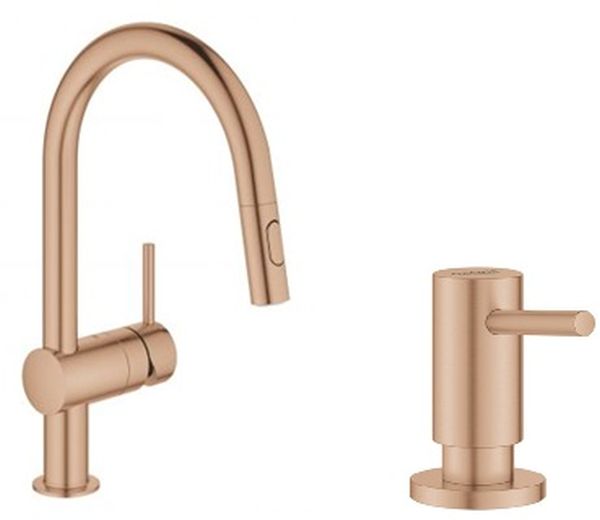 Sada kuchyňská baterie Grohe Minta 32321DL2, dávkovač tekutin Grohe Cosmopolitan 40535DL0