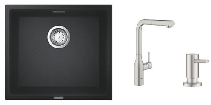 Sada kuchyňská baterie Grohe Essence 30270DC0, granitový dřez Grohe K700 31653AP0, 40535DC0