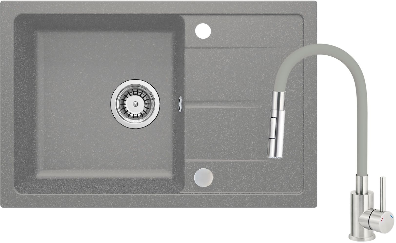 Deante Leda dřezy s baterií šedá/ocel ZRDGS113