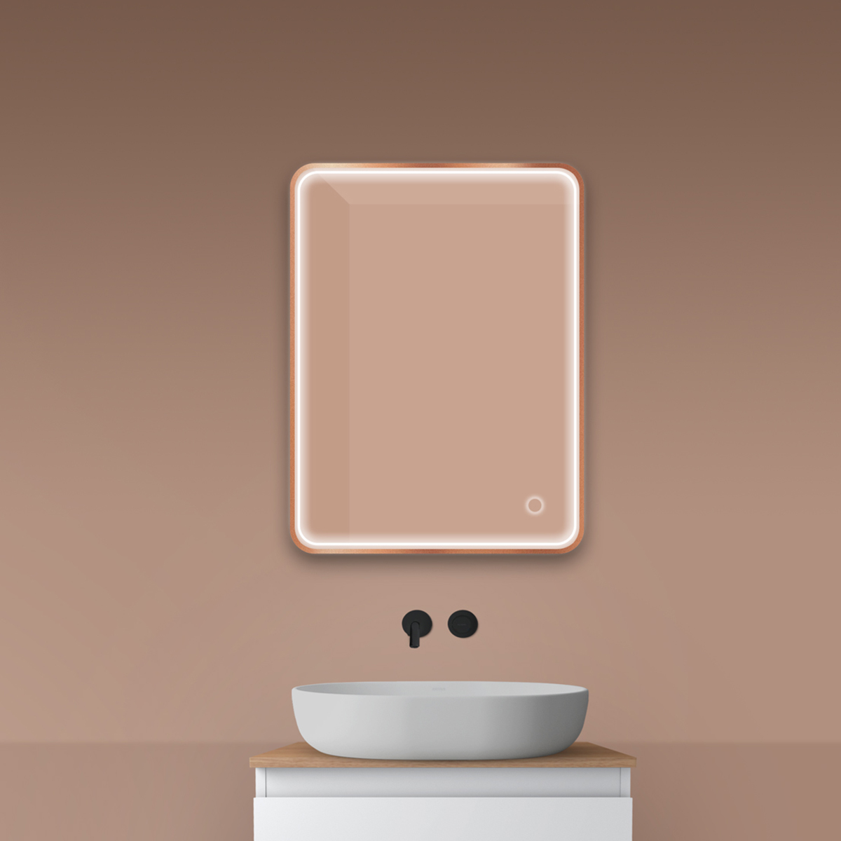 Oltens Nordlis zrcadlo 60x80 cm obdélníkový s osvětlením s vyhřívací podložkou 64116610