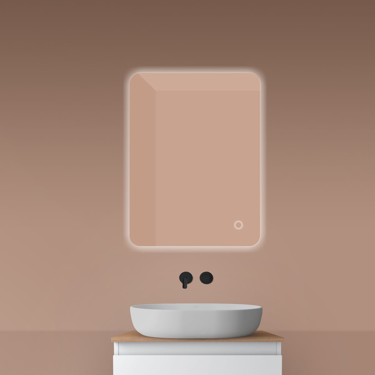 Oltens Nordlis zrcadlo 60x80 cm obdélníkový s osvětlením s vyhřívací podložkou 64119000