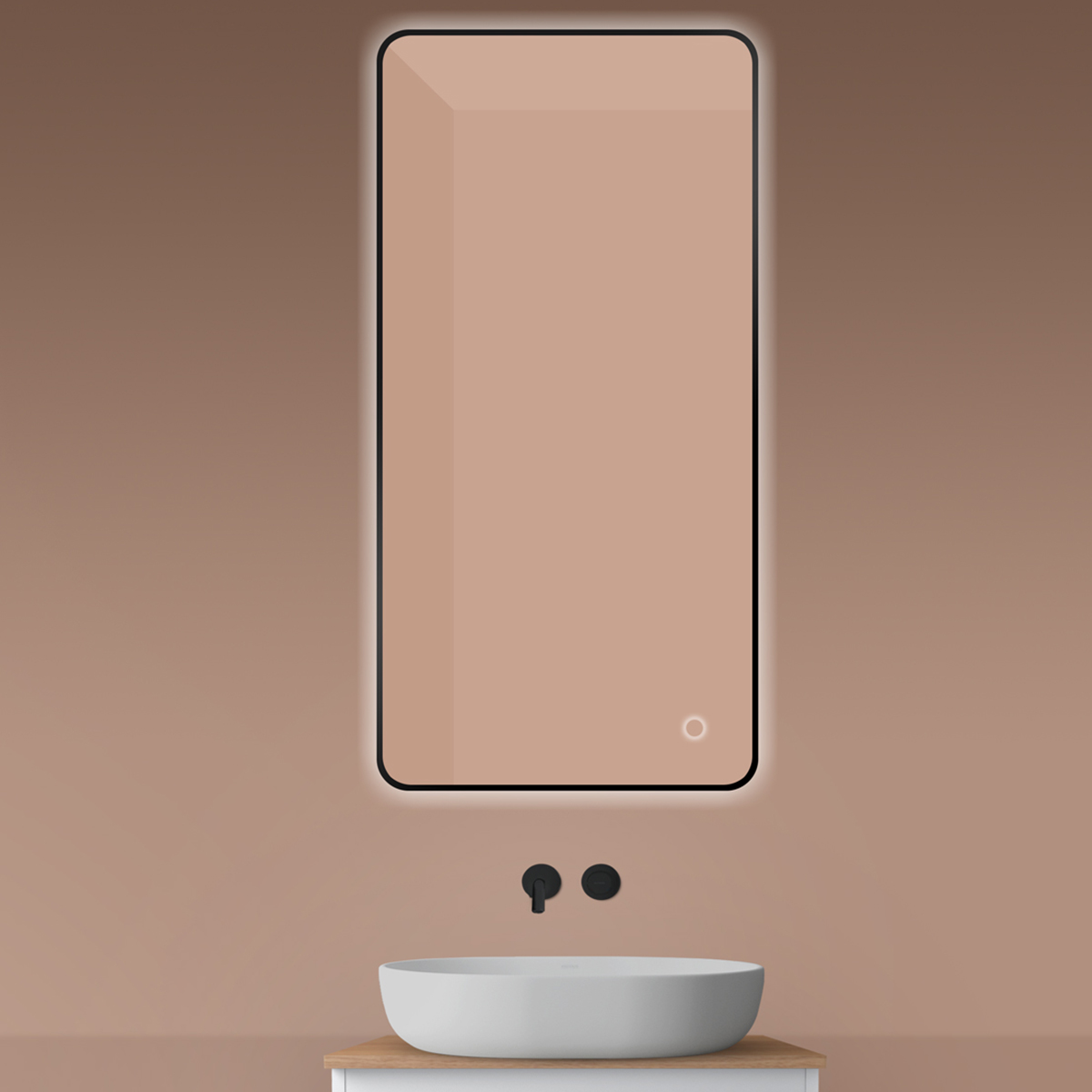 Oltens Nordlis zrcadlo 60x120 cm obdélníkový s osvětlením s vyhřívací podložkou černá 64121300