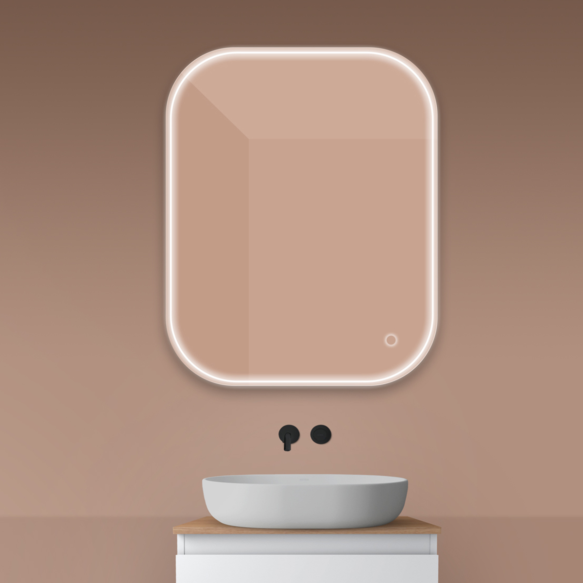 Oltens Nordlis zrcadlo 80x100 cm obdélníkový s osvětlením s vyhřívací podložkou 64124000